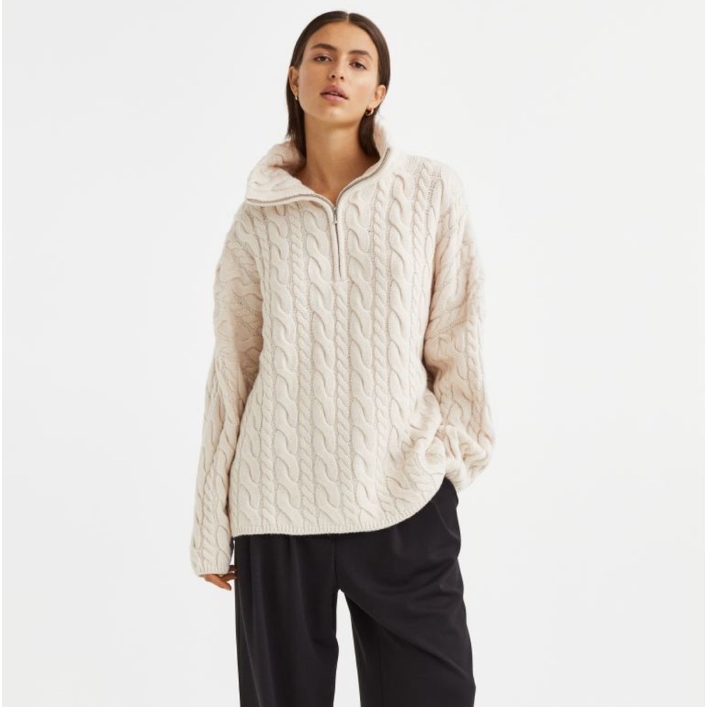 Wool-blend cable-knit sweater
